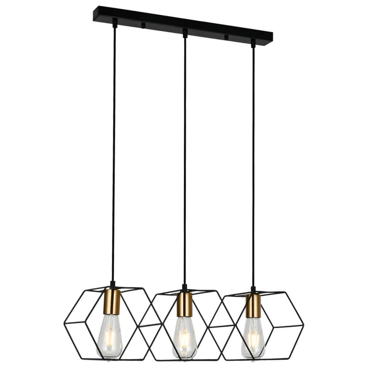 Druciana lampa wisząca Aina do jadalni loft czarna złota