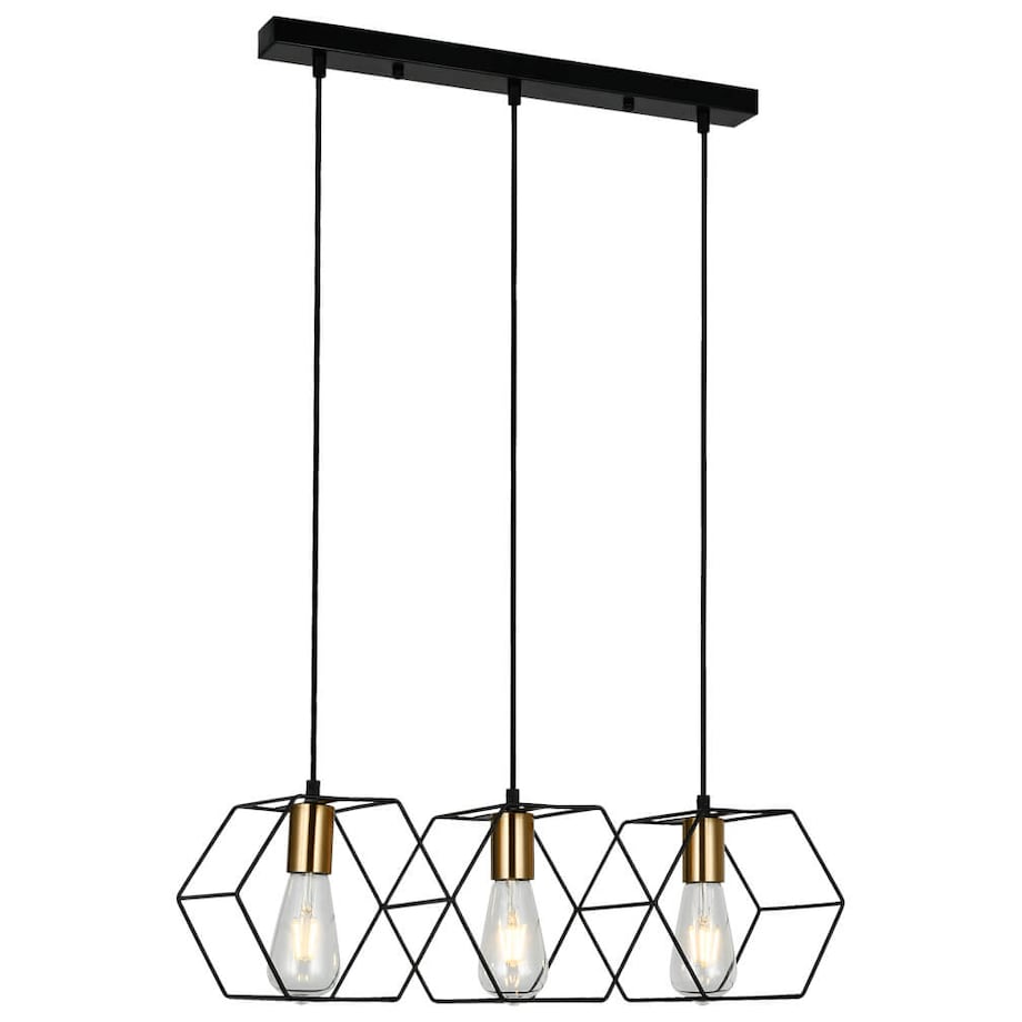 Druciana lampa wisząca Aina do jadalni loft czarna złota