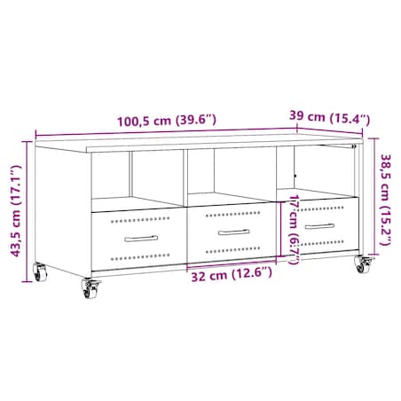 vidaXL Szafka RTV, czarna, 100,5x39x43,5 cm, stal