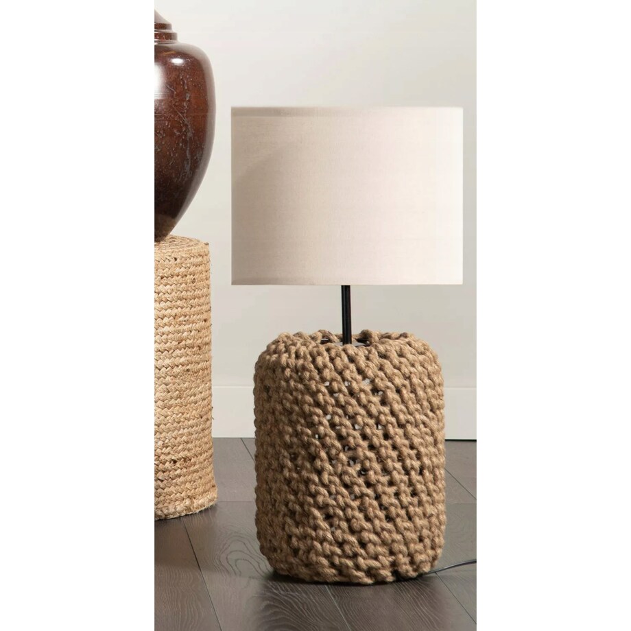LAMPA BOHO 50cm stojąca stołowa nocna biurkowa stojąca beżowa jutowa