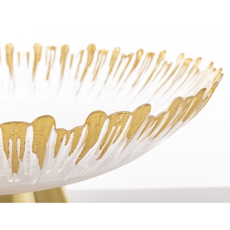 Patera szklana na złotej nóżce 15x33x33 cm SINHA-2 głęboka