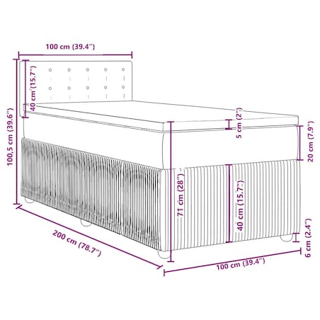 vidaXL Łóżko kontynentalne z materacem, czarne, aksamit 100x200 cm