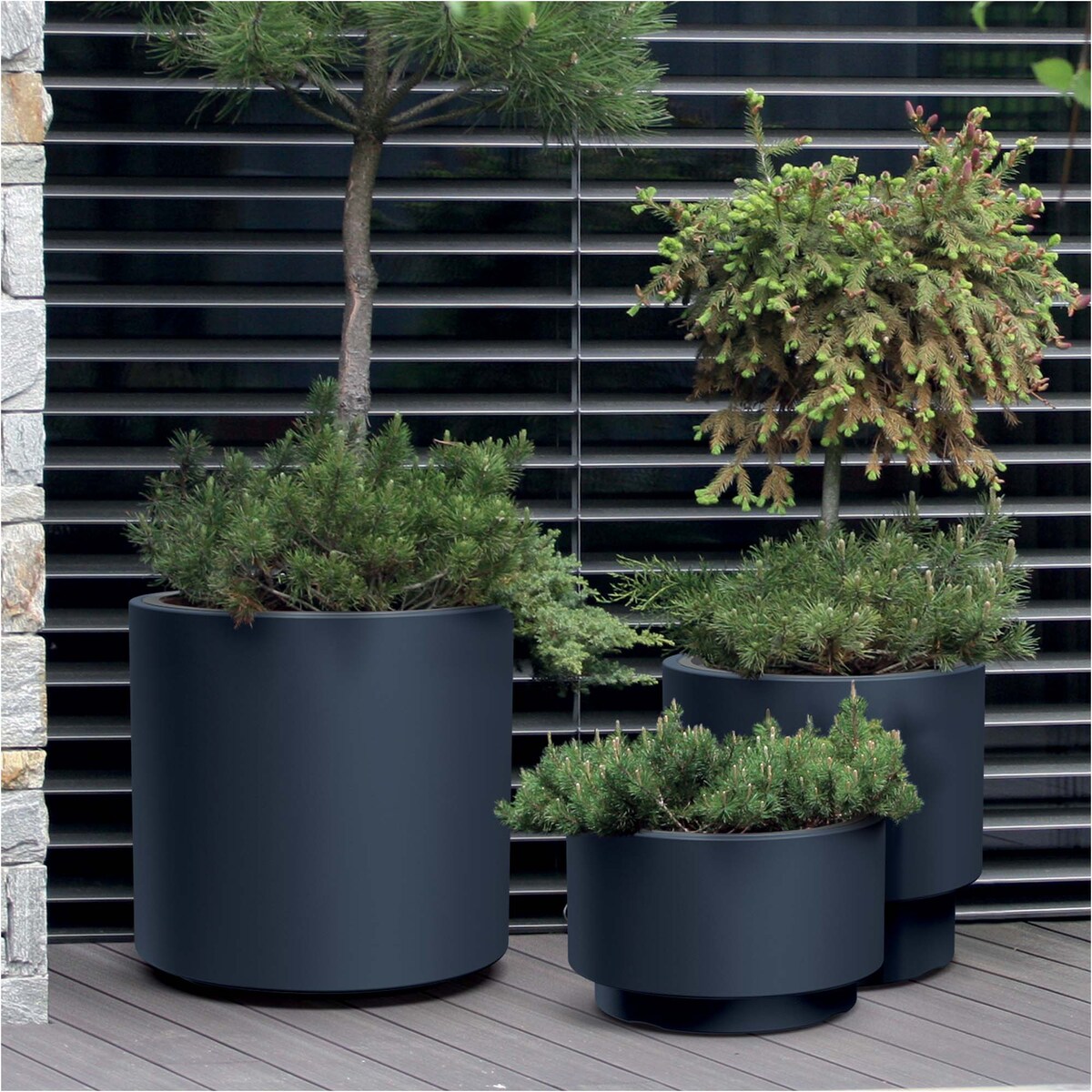 Doniczka Donica Ogrodowa 46,8 Cm Okrągła Na Taras Do Ogrodu Domu Antracytowa