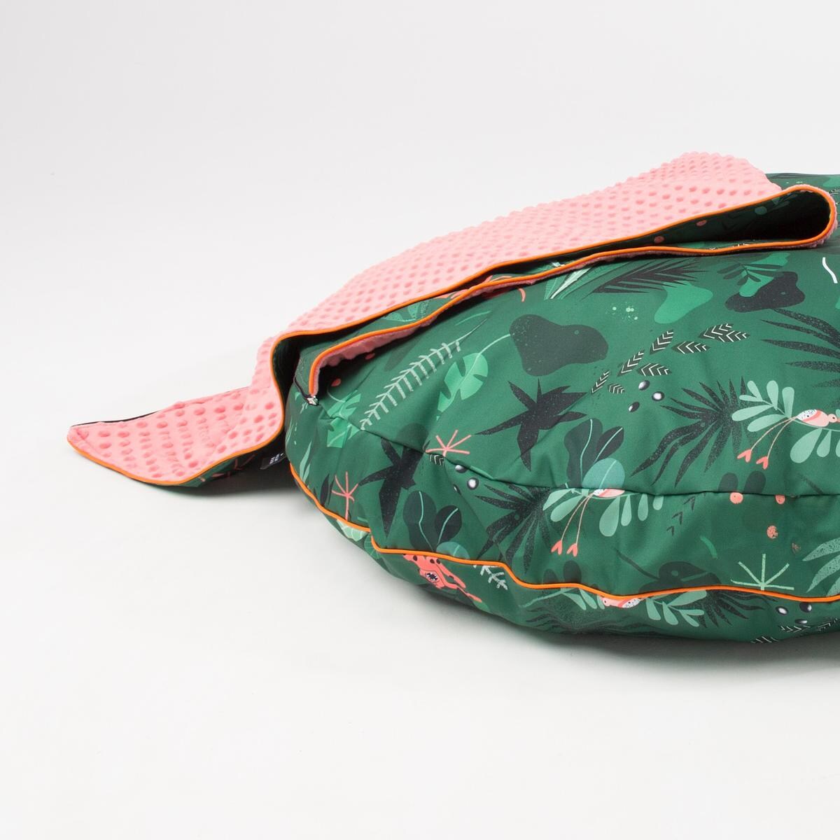 Legowisko okrągła poducha z kapturem "Welcome to the jungle" - Rozmiar: S