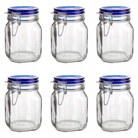 6x SŁOIK POJEMNIK hermetyczny 2 L BORMIOLI BLUE FIDO na żywność kapustę