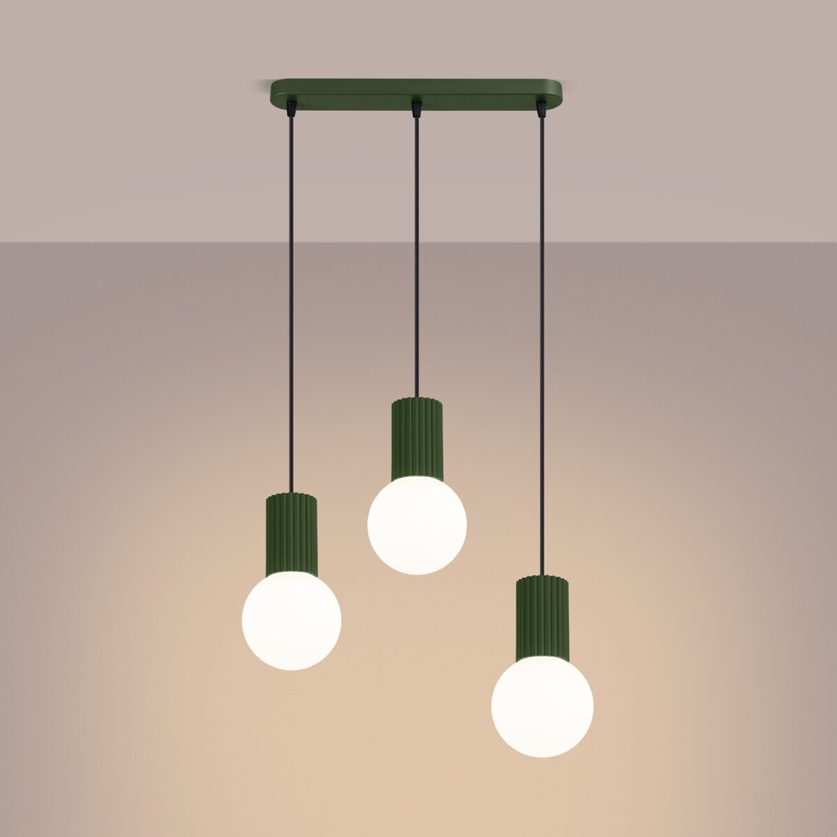 Lampa wisząca HALO 3L zielona oliwka