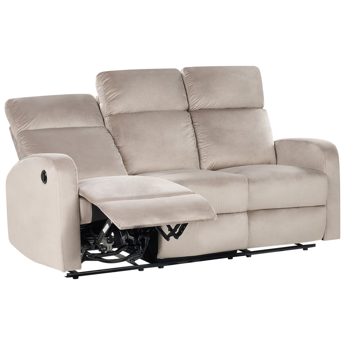 Sofa z elektryczną funkcją relaksu VERDAL Welur Beżowoszary dla 3 osób