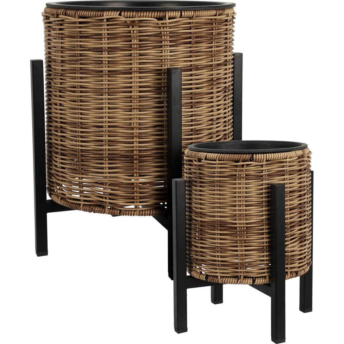 Doniczki na nóżkach, osłonki z technorattanu, 2 sztuki