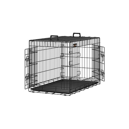 Klatka dla psa z 2 drzwiami, Czarny, L (92, 5 x 57, 5 x 64 cm), Brak wyjmowanej przegrody