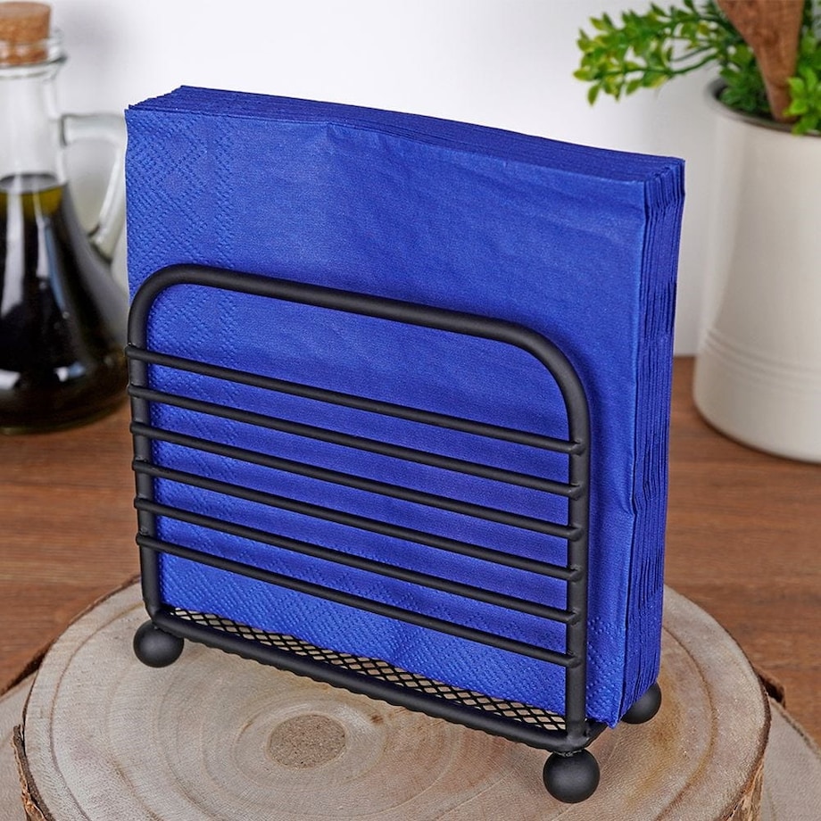 Serwetnik stojak na chusteczki serwetki metalowy czarny 11,5x10 cm loft