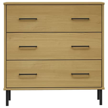 vidaXL Komoda OSLO z 3 szufladami, brązowa, 77x40x79,5 cm, lite drewno