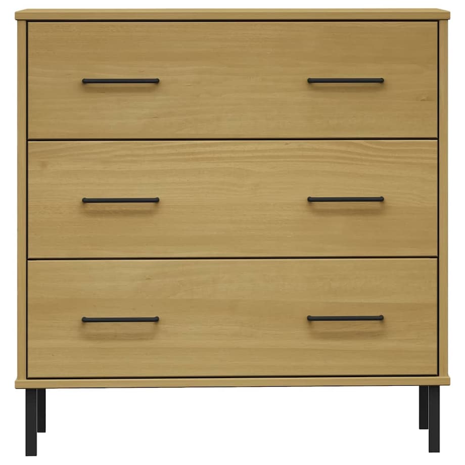 vidaXL Komoda OSLO z 3 szufladami, brązowa, 77x40x79,5 cm, lite drewno