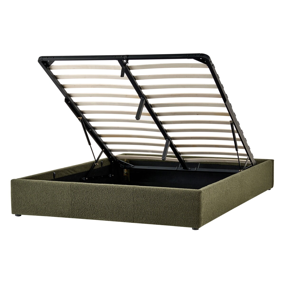 Łóżko z pojemnikiem bez zagłówka Boucle DINAN 140 x 200 cm Ciemnozielony
