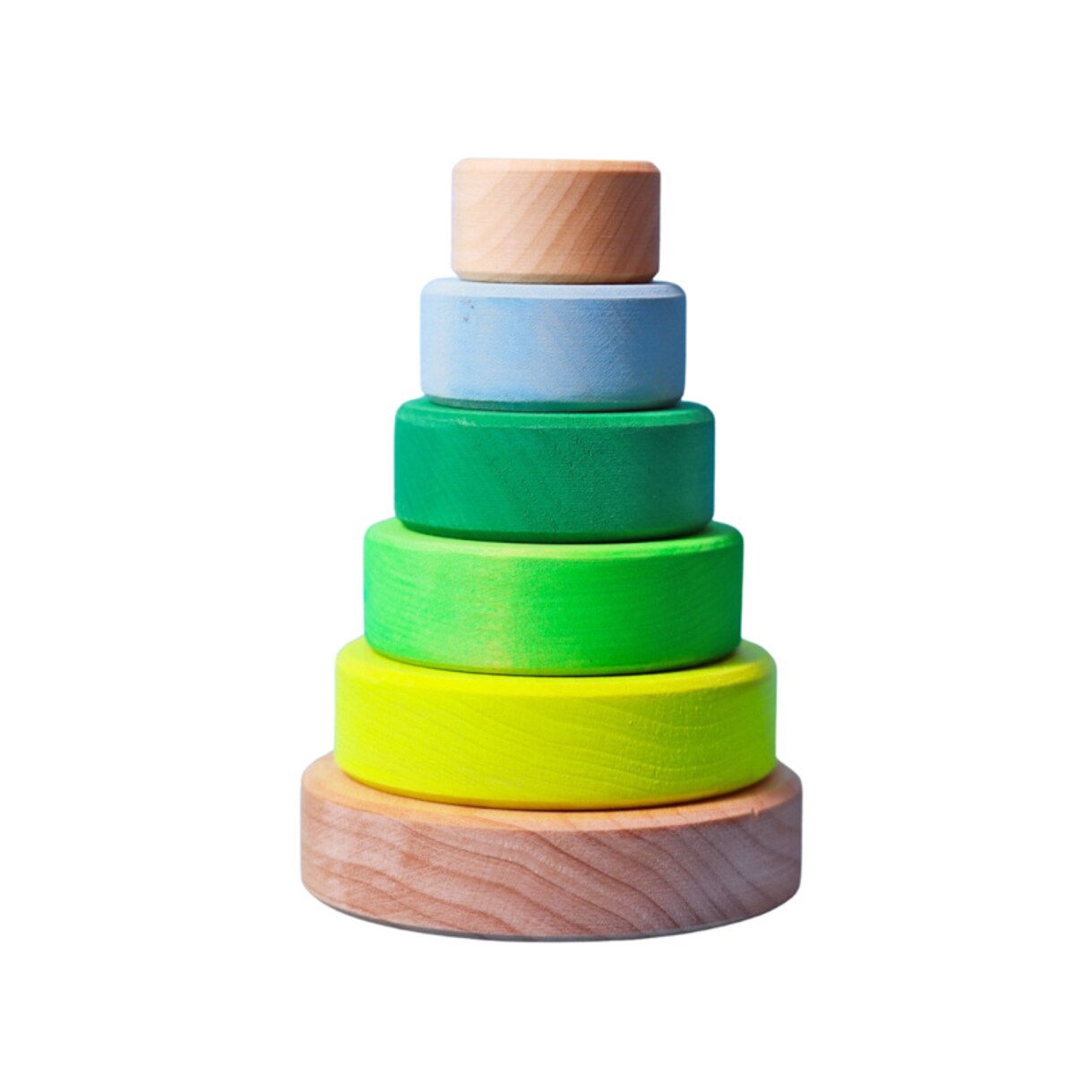 Wieża drewniana dla dzieci 6 krążków – klocki Grimm's Neon Green 1+