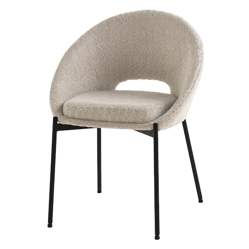 Krzesło beżowe, metalowe czarne nogi Losna, 2 szt.