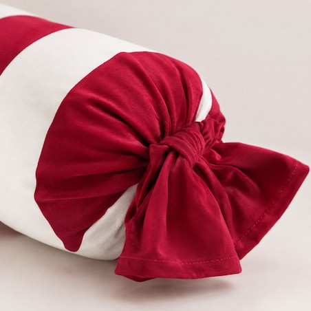 Poduszka w kształcie Świątecznego Cukierka, biało czerwona, piękna welurowa 60cm PDS29