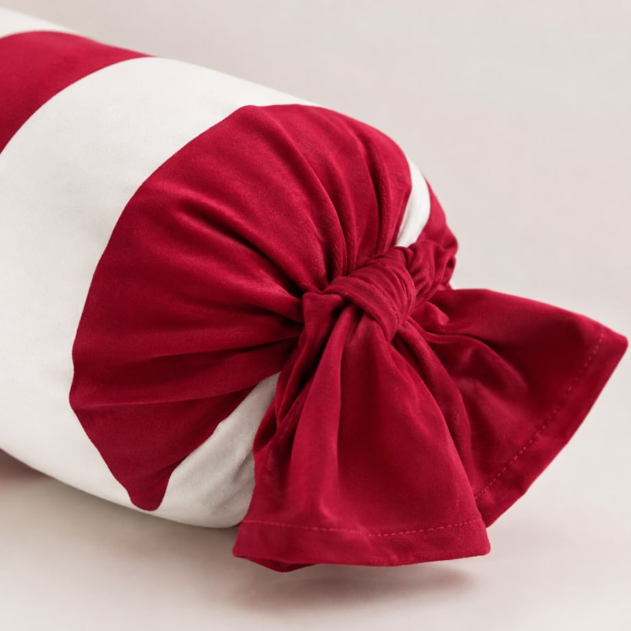 Poduszka w kształcie Świątecznego Cukierka, biało czerwona, piękna welurowa 60cm PDS29