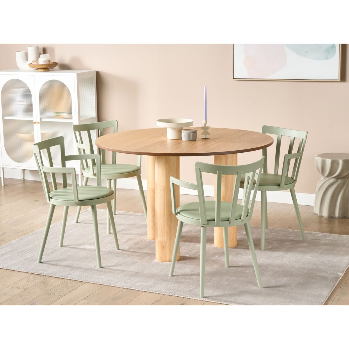 Zestaw 4 krzeseł do jadalni zielony MORILL