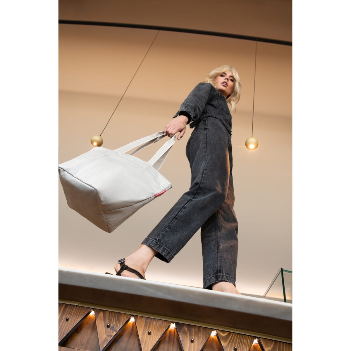 Torba SHOPPER M, herringbone sand