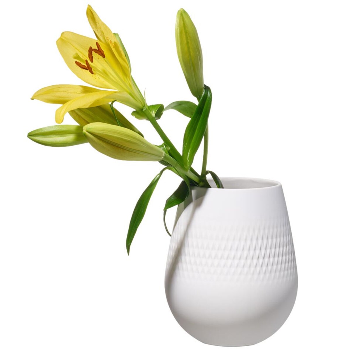 Wazon Carre mały Manufacture Collier Blanc, 12.5 × 12.5 × 14 cm, Villeroy & Boch