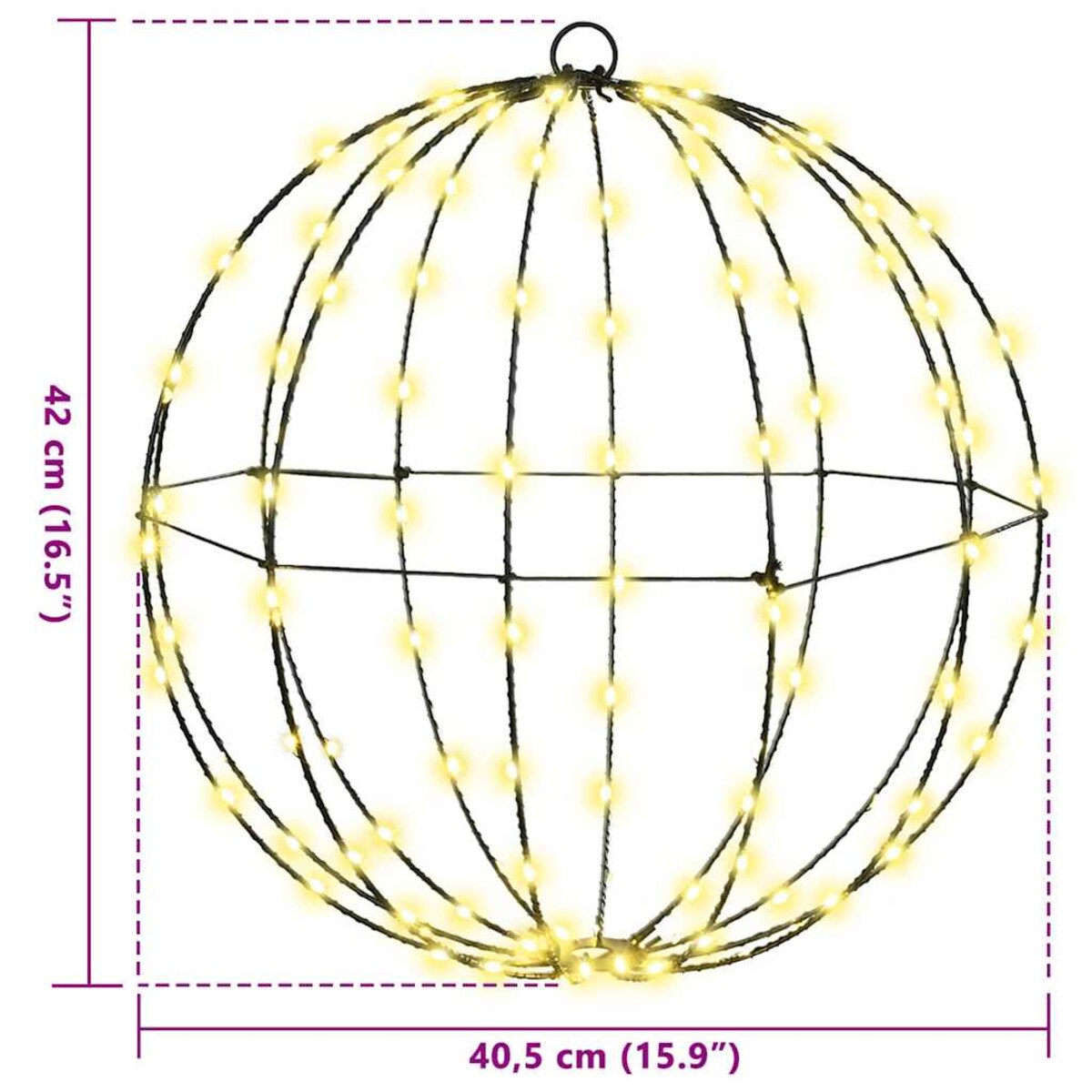 vidaXL Piłka z 120 diodami LED Ciepła biel 40 cm Metal