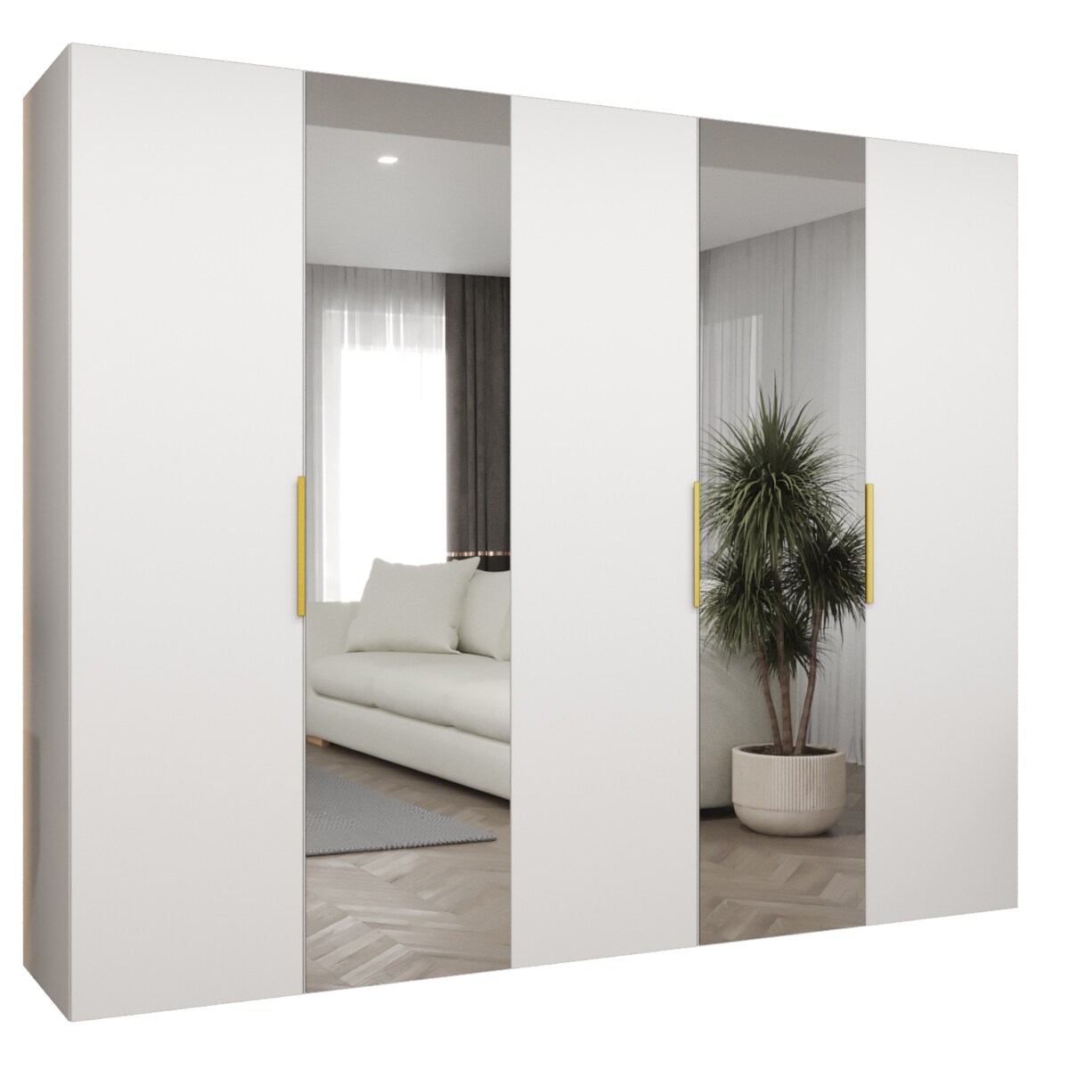 Szafa uchylna otwierana MARBELLA 2 250 wys. 202 cm Biały + u. Złoty