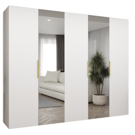 Szafa uchylna otwierana MARBELLA 2 250 wys. 202 cm Biały + u. Złoty