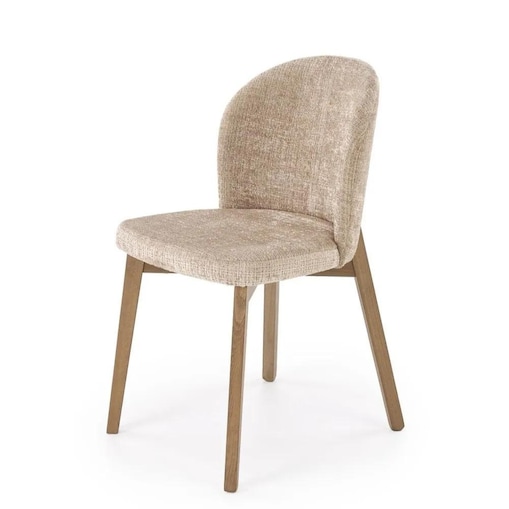 Krzesło tapicerowane BASSO beżowe/jasny orzech