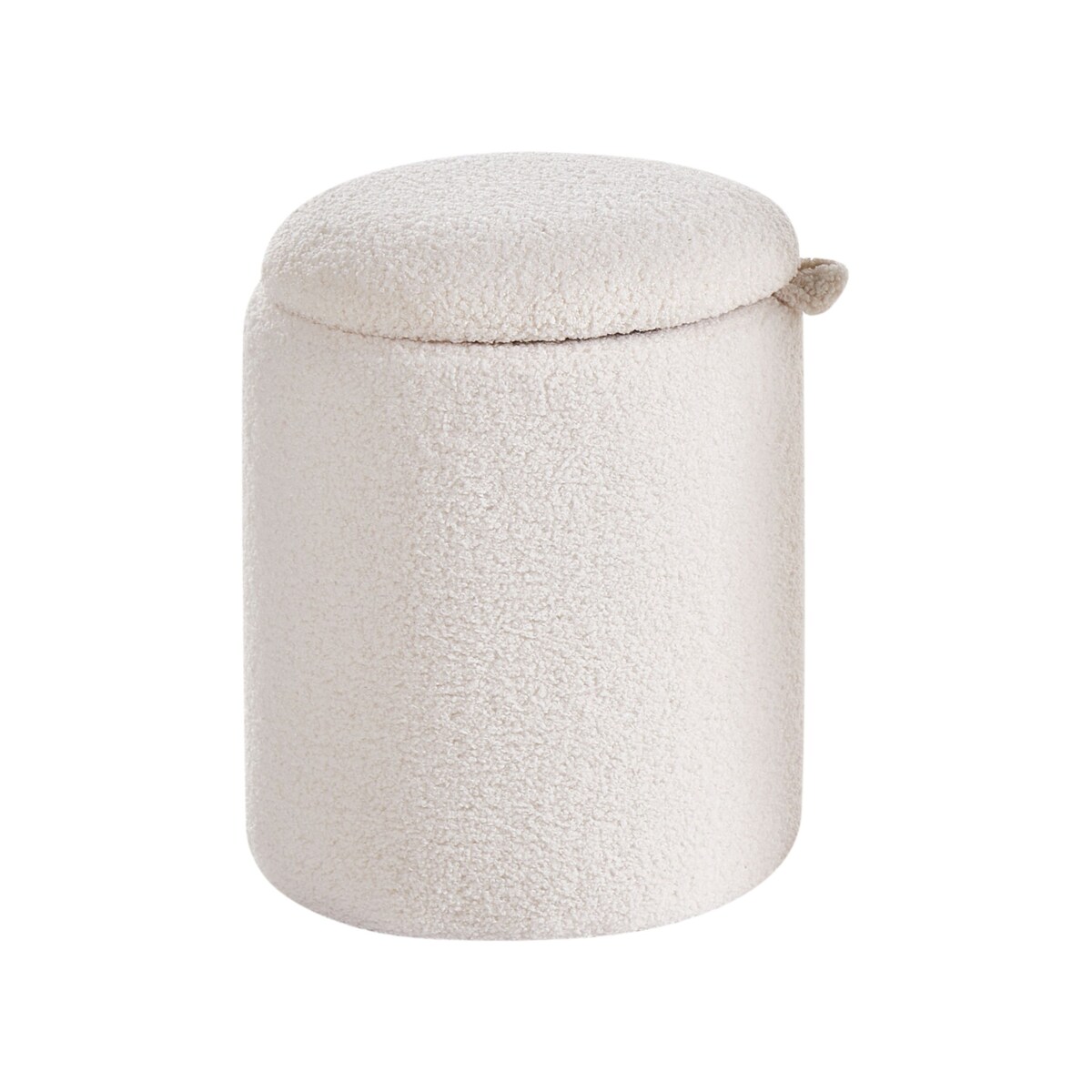 Zestaw 2 pufów boucle ze schowkiem złamana biel BEREA