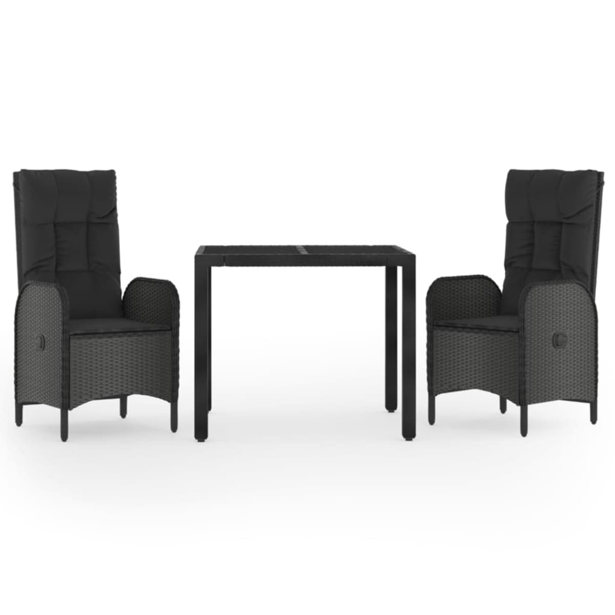 vidaXL 3-cz. zestaw mebli ogrodowych z poduszkami, czarny, rattan PE