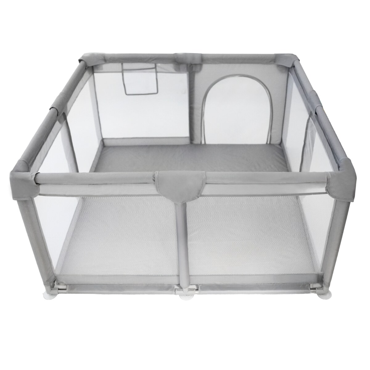 Kojec dla dziecka 126x126 cm suchy basen plac zabaw szary + piłki + torba