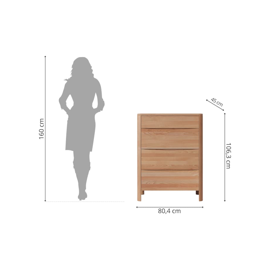 Drewniana komoda bukowa Visby MODENA 80 / kolor naturalny