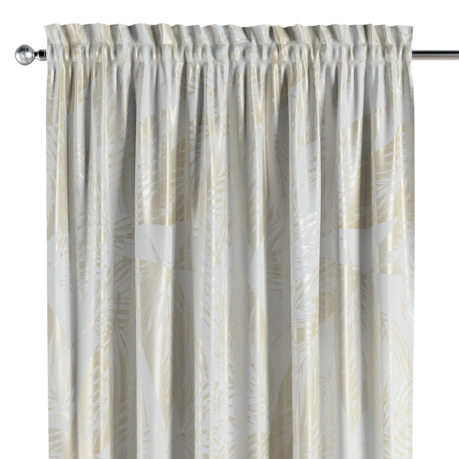 Zasłona na kanale z grzywką 1 szt. 130x245 ecru liście