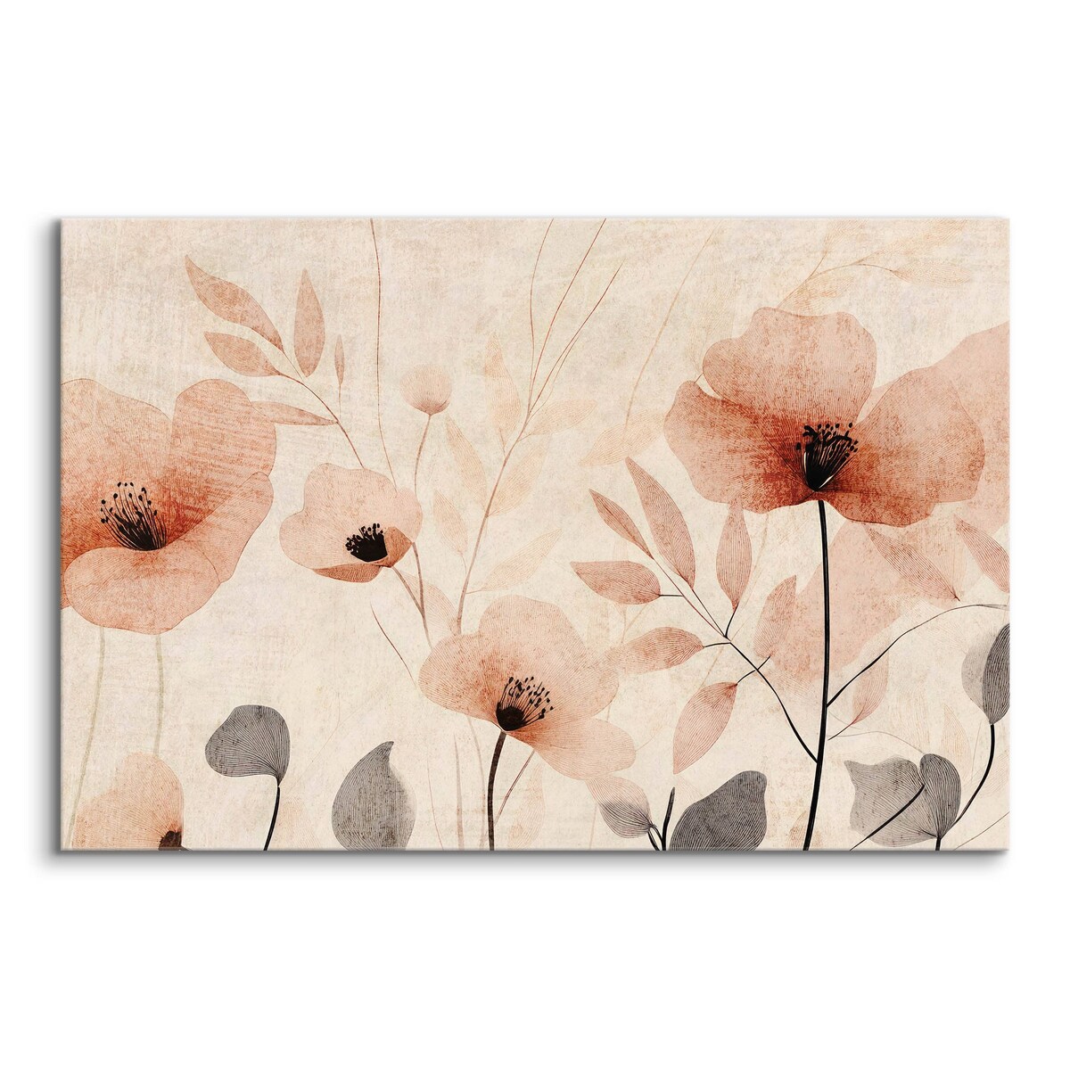 Obraz Canvas Do Salonu Sypialni Czerwone Maki Kwiaty Polne Vintage 70x50cm