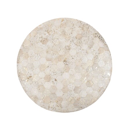 Dywan patchwork okrągły skórzany ⌀ 140 cm beżowy ZEYTIN