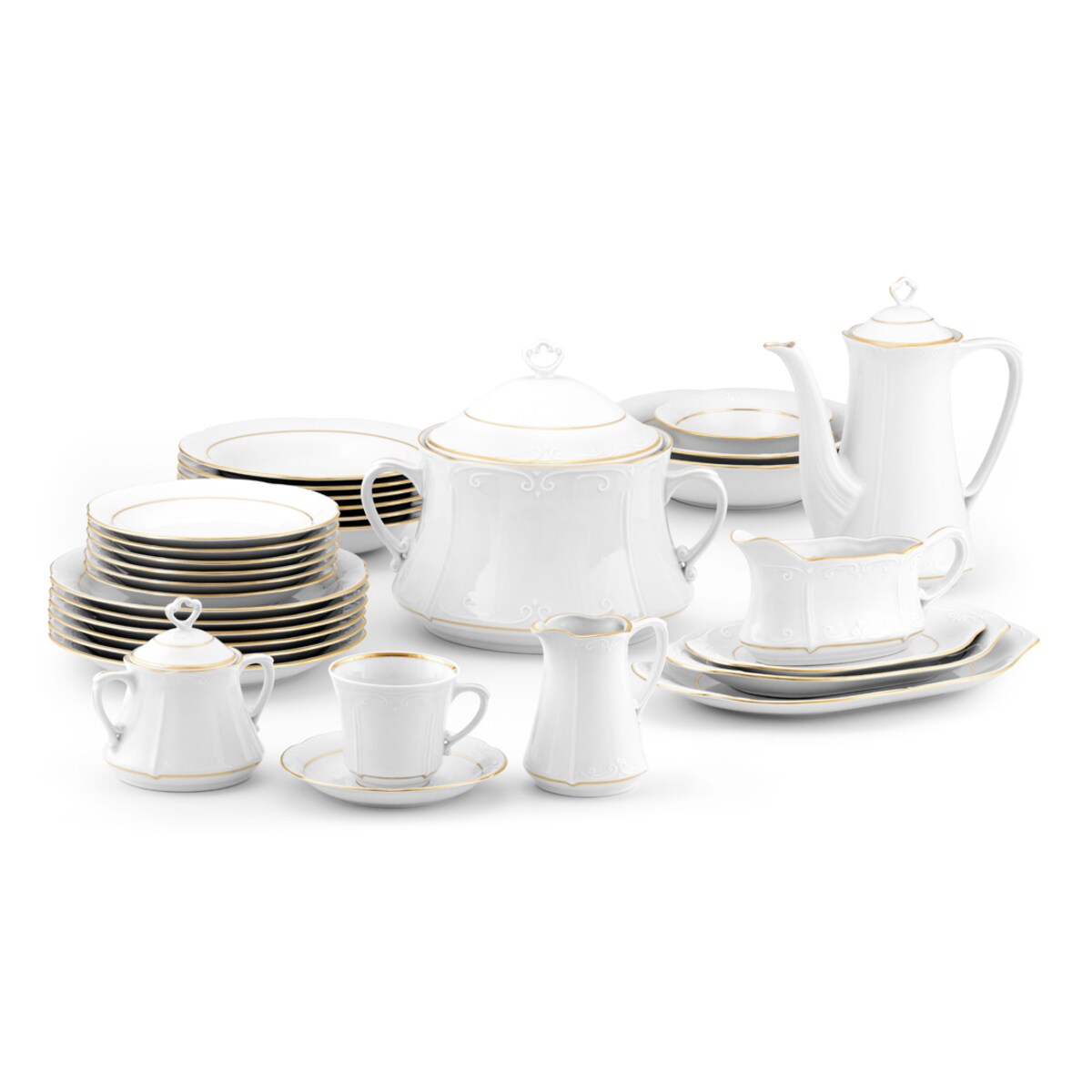 Zestaw obiadowo-kawowy dla 6 osób 30 el. Kamelia Złota Linia B014
