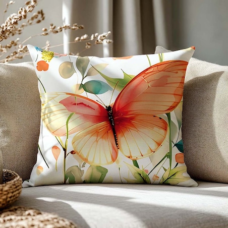 Poszewka dekoracyjna satynowa 40x40 Papilio kolorowe motyle i kwiaty, Satynlove Premium