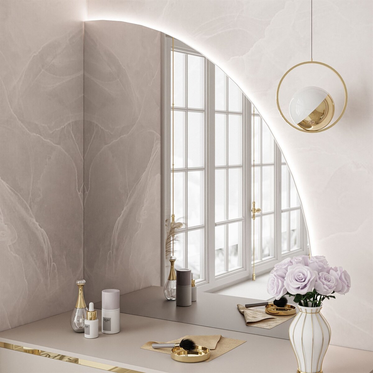 Toaletka AURORA-SQ kaszmir z lustrem prawym