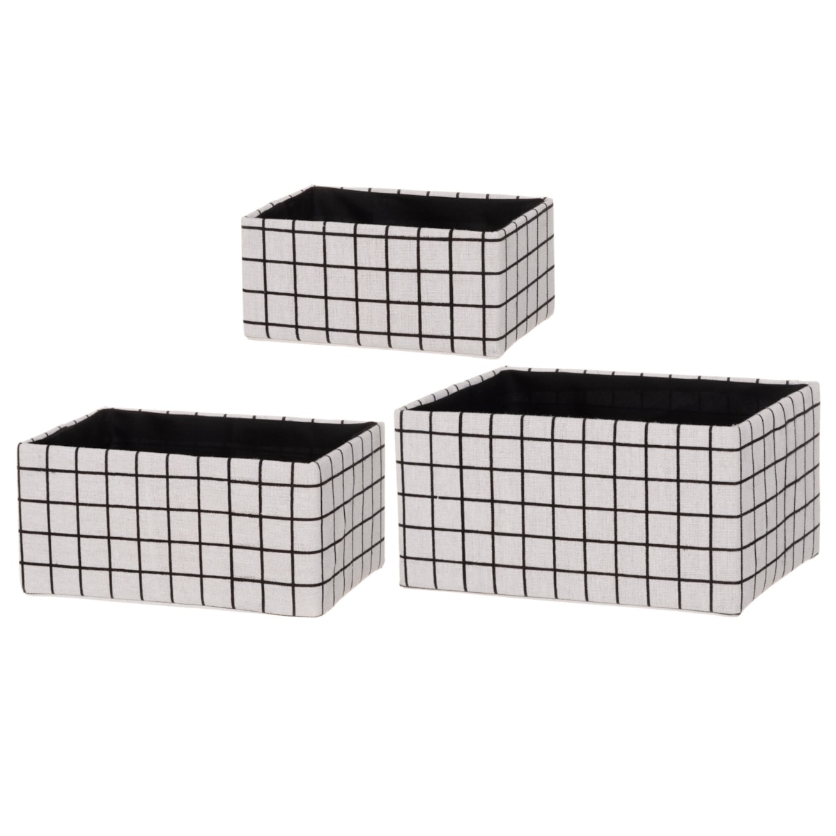 Tekstylne organizery w kratkę, 3 szt.