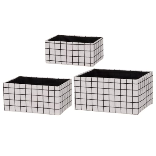 Tekstylne organizery w kratkę, 3 szt.