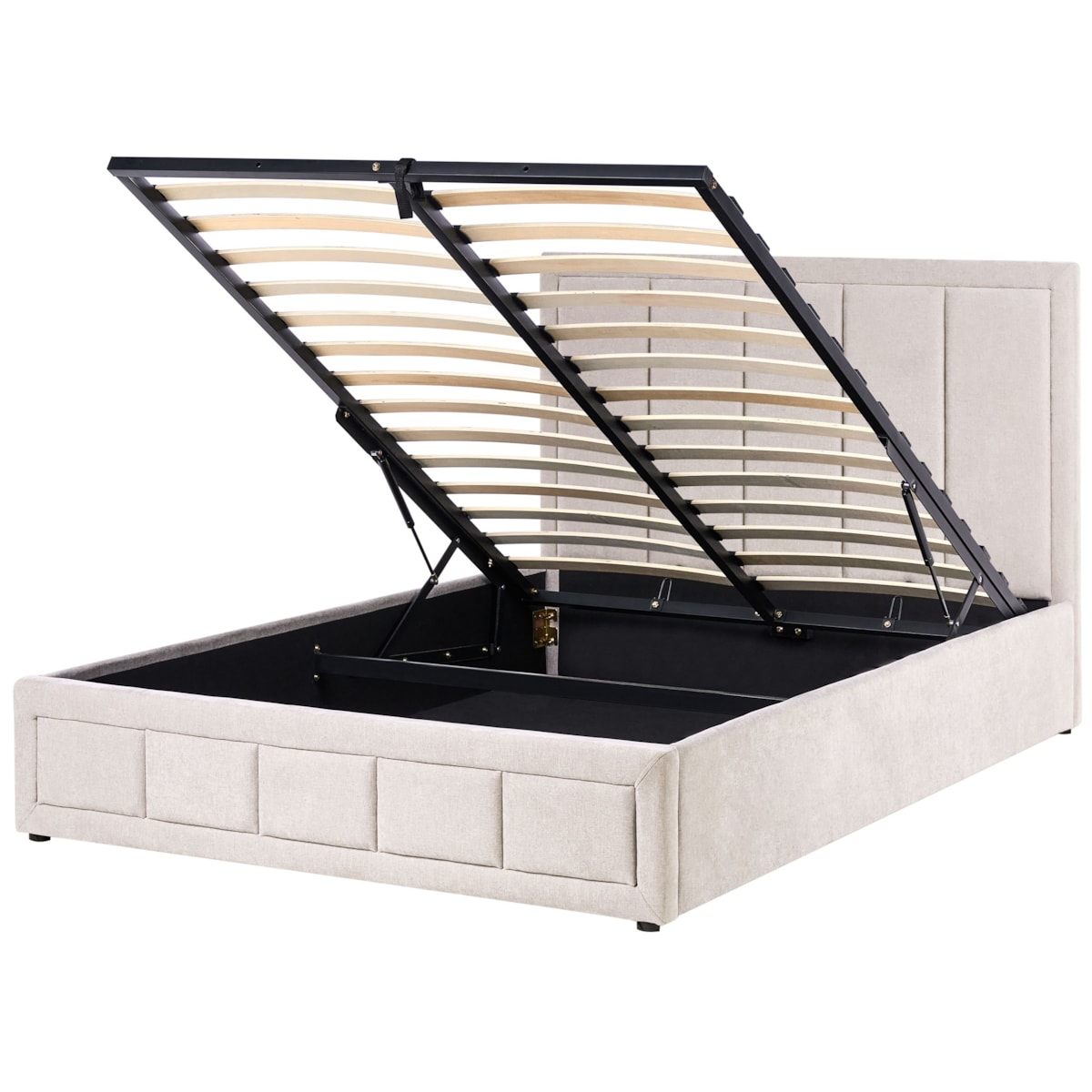 Łóżko z pojemnikiem QUIBERON 140 x 200 cm Beżowoszary