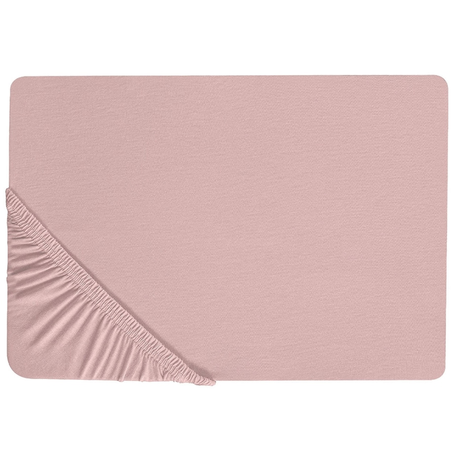 Bawełniane prześcieradło z gumką 200 x 200 cm różowe HOFUF