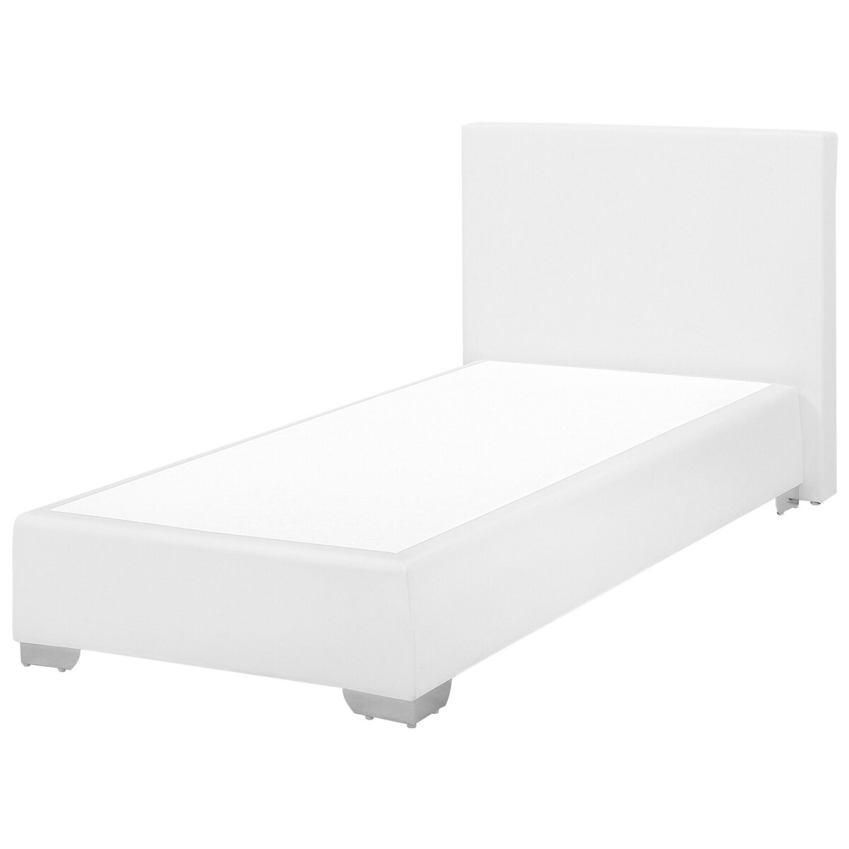 Łóżko kontynentalne ekoskóra 90 x 200 cm białe PRESIDENT