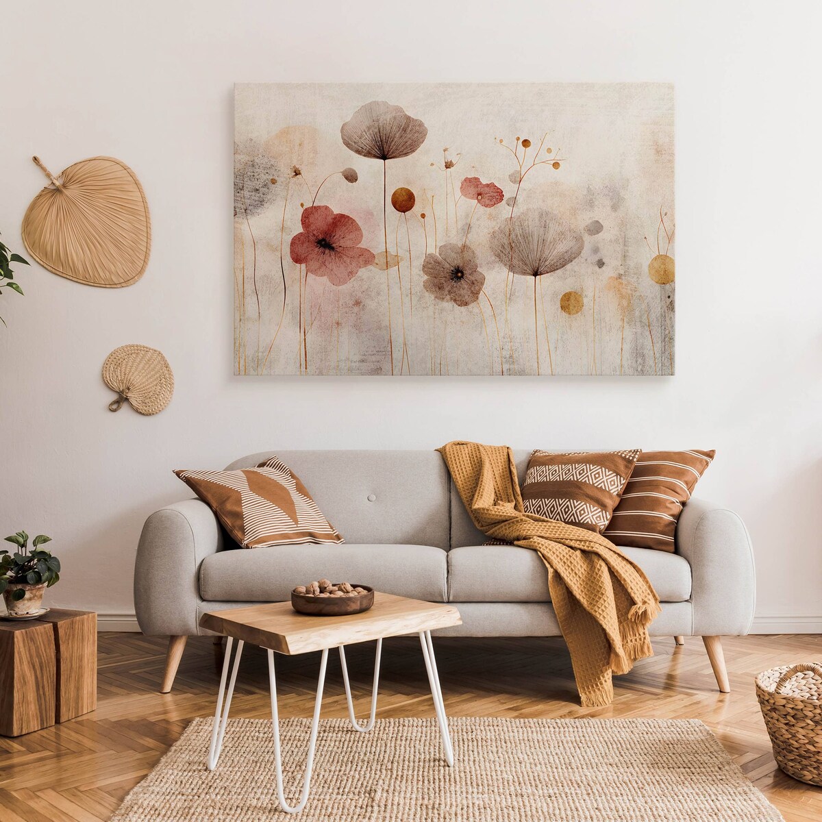 Obraz Canvas Do Salonu Polne Kwiaty Maki Styl Vintage Abstrakcja 70x50cm