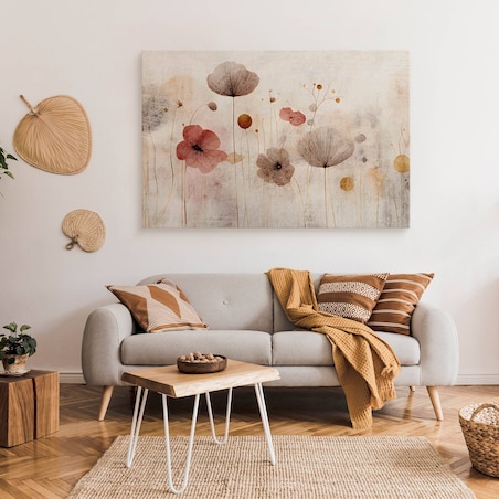 Obraz Canvas Do Salonu Polne Kwiaty Maki Styl Vintage Abstrakcja 70x50cm