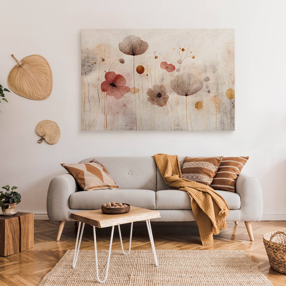 Obraz Canvas Do Salonu Polne Kwiaty Maki Styl Vintage Abstrakcja 70x50cm