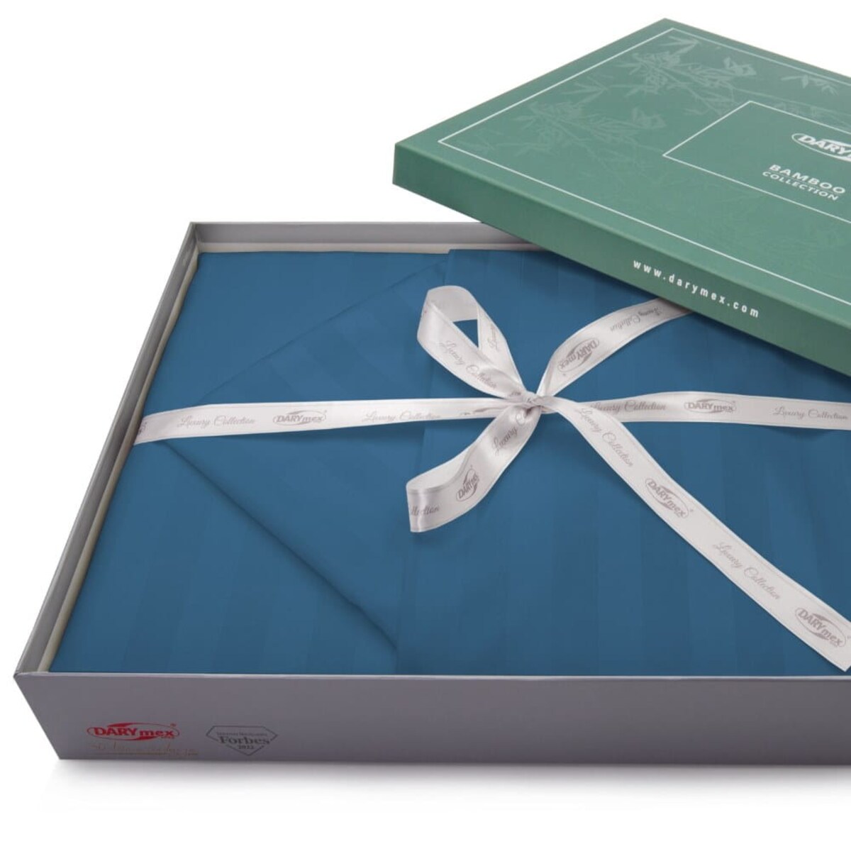 Pościel bambusowa satyna bawełniana 140x200 Bamboo paski, chabrowa