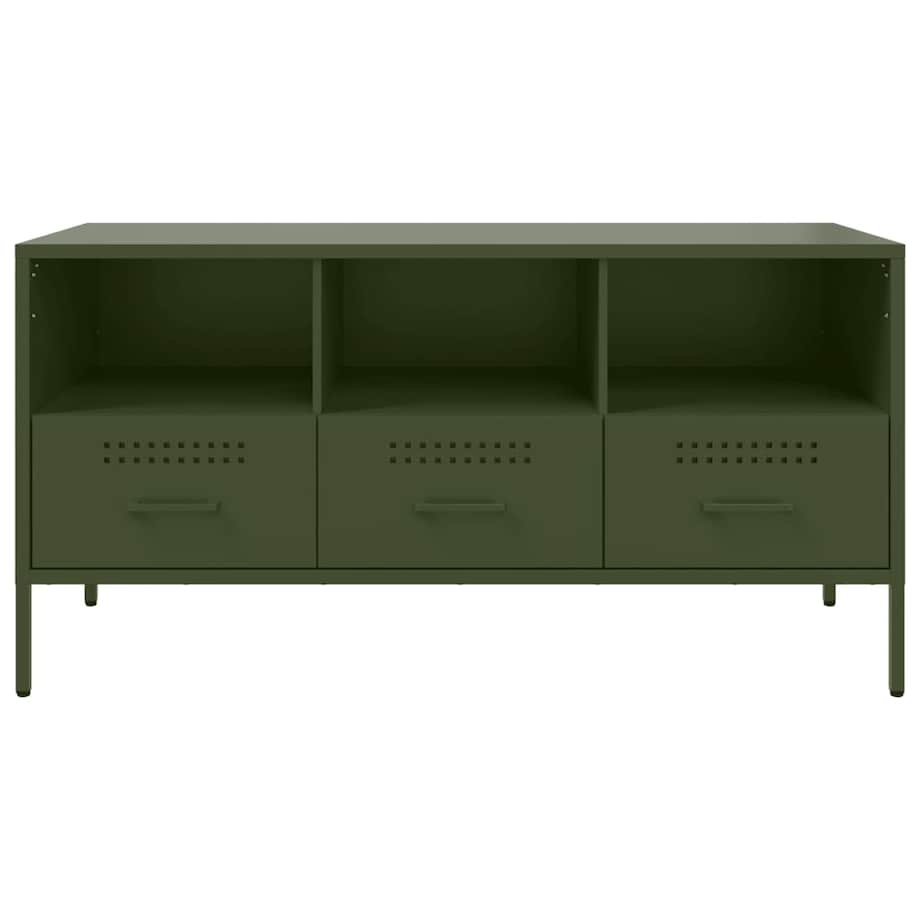 vidaXL Szafka pod telewizor, oliwkowa, 100,5x39x50,5 cm, stalowa