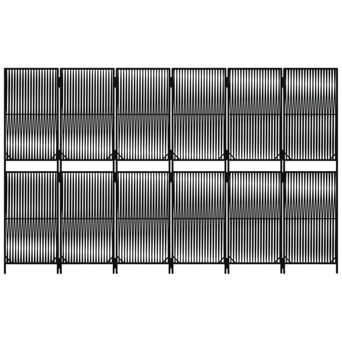 vidaXL Parawan 6-panelowy, czarny, polirattan