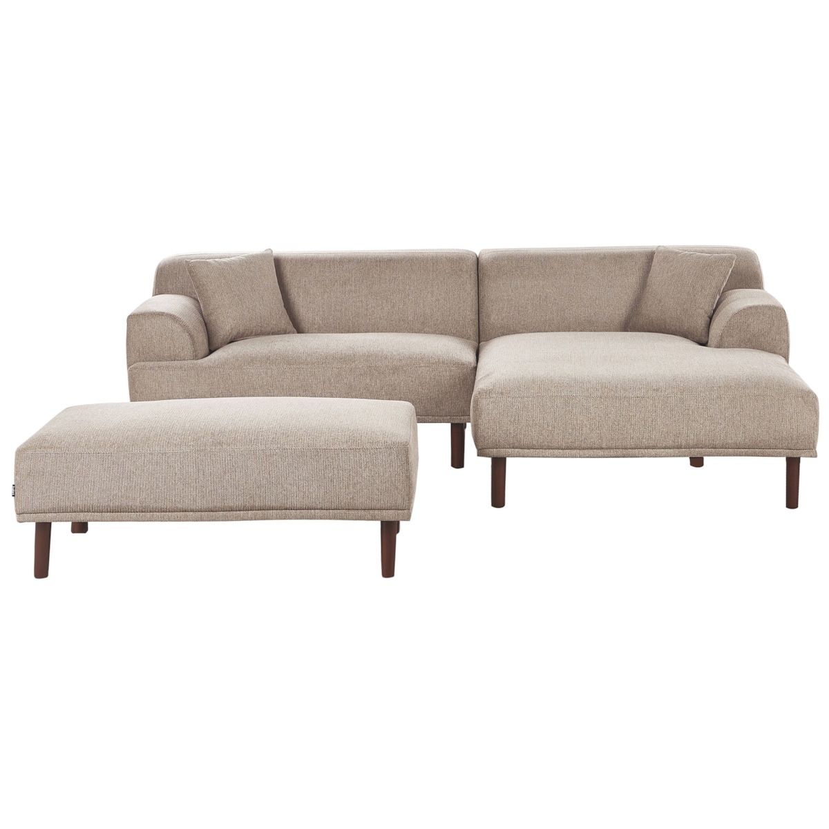 Sofa narożna lewostronna z otomaną HOLT Beżowoszary Lewostronny
